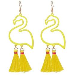 HSWE Flamingo Drop Earrings Tassel Dangle Earrings Thread Fringe Earrings Hawaiian Summer Jewelry
