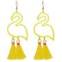 HSWE Flamingo Drop Earrings Tassel Dangle Earrings Thread Fringe Earrings Hawaiian Summer Jewelry