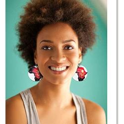 SWEET BELL 9 Pairs African Wooden Earrings for Women Round African Map African Women Earrings Wooden Painted Earrings Ethnic Style Drop Dangle Earrings Set