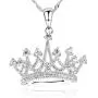 GemsChest Sterling Silver Round Cubic Zirconia Crown Pendant Necklace Queen Jewelry for Women with 18'' Silver Chain GemsChest Sterling Silver Round Cubic Zirconia Crown Pendant Necklace Queen Jewelry for Women with 18'' Silver Chain