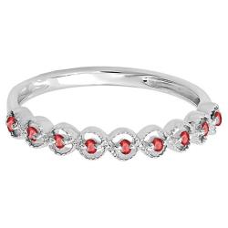 Dazzlingrock Collection Round Gemstone Ladies Anniversary Wedding Stackable Band Ring, Sterling Silver