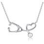 Opal Necklace 925 Sterling Silver Synthetic Opal Christian Believe Faith Necklace Nursing Themed Stethoscope Pendant Necklace for Nurses, Physician Assistants, Doctors, 18 Inches Christmas Jewelry