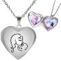 Fanery Sue Personalized Heart Locket Necklace That Holds Pictures Memory Photo Lockets Custom Any Photo Text&Symbols