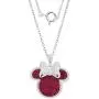Disney Mickey Mouse or Minnie Mouse Silver Plated Glitter Pendant Necklace