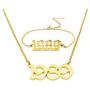 Birth Year Number Necklace Anklet Set,1980-2000 Initail Adjustable Stainless Steel Year Number Pendant Necklace Ankle Bracelet for Women Girls Anniversary Birthday Jewelry