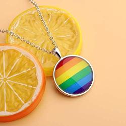 Gzrlyf Gay Pride Necklace Rainbow Pendant Necklace Gay Lesbian LGBT Pride Jewelry