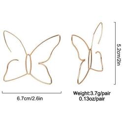 D.Rosse Large Boho Hollow Line Butterfly Earrings Gold Drop Dangle Beach Earrings Simple Stylish Dainty Pendant Silver Hoop Earrings for Women and Girls