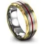 Chroma Color Collection Tungsten Carbide Wedding Band Ring 8mm for Men Women Green Red Blue Purple Black 18K Yellow Gold Grey Center Line Step Bevel Edge Brushed Polished