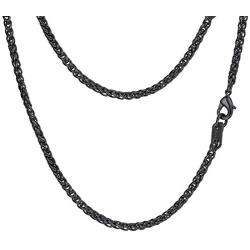PROSTEEL Stainless Steel Chain Necklace for Men Women, Wheat Chain/Rope Chain/Box Chain, Black/Silver/Gold Tone, W:3mm/6mm, L: 18/20/22/24/26/28/30 inch, Come Gift Box