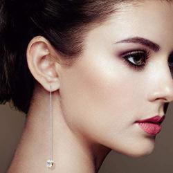 Cat Eye Jewels S925 Sterling Silver Swarovski Elements Crystal Dangle Stud Earrings for Women Girls