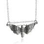 Sterling Silver Deaths Head Hawk Moth Pendant Necklace, 18'' Cable Chain