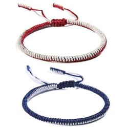 HUNO Handmade Weave Tibetan Buddhist Woven Knots Bracelets Mens Womens Lucky Red String Bracelets for Protection Jewelry