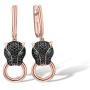 Santuzza Black Panther Spinel Rose Gold 14K Plating Earrings for Women 925 Sterling Silver Leopard Head Earring