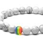 Jovivi LGBT Relationship Bracelet Rainbow Pride White Howlite/Black Lava Rock Beads Oil Diffuser Bracelets for Men Women