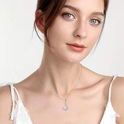 AOBOCO Personalized Love You to The Moon and Back Necklace Name Custom Letter Celestial Sun/Crescent Moon Star Pendant Crystal from Austria Gift for Women Mom Girls Daughter