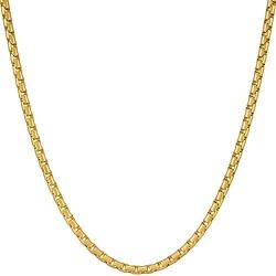 Lifetime Jewelry 2.2mm Rounded Box Chain Necklace 24k Gold Plated for Women & Men