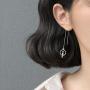 HZJCC White gold plated Cat dangle Earrings for women long chain drop earrings Tassels Jewelry