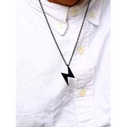 BEANS Stainless Steel Classic Vintage Antique Lightning Bolt Pendant Necklace for Men Women,Free Chain 20 Inches