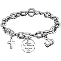 Christian Gifts for Women Religious Gifts for Women Let Your Faith be Bigger than Your Fear Bracelet Religious Jewelry(Faith-OBR)