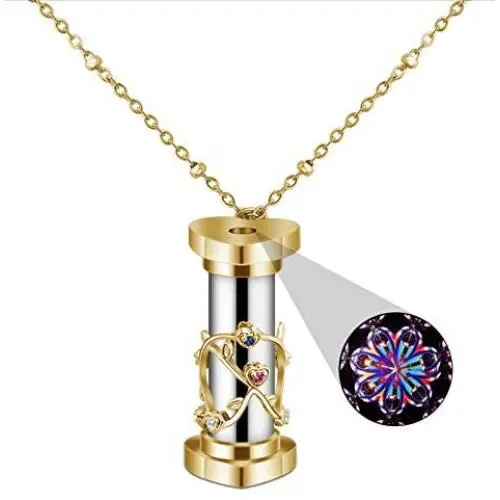 Kaleidoscope Necklace for Girls Women, Fashion Mini Colorful Kaleidoscope Pendant Necklaces with CZ Stones Funny Jewelry Gift for Daughter Mom Girlfriend Sister