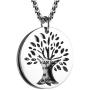 HZMAN Two Piece Serenity Prayer Stainless Steel Pendant Necklace with Tree of Life Cut Out 22+2'' Chain