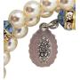 Religious Fashion Jewelry White and Blue Prayer Bead Spiral Rosary Bracelet with Miraculous Medal Charm, One Size