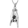 COOLSTEELANDBEYOND Punk Rock Roll, Steel Mens Womens Hand Pendant Necklace, 30 inches Steel Ball Chain