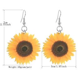 DAMLENG Unique Handmade Bohemian Acrylic Sunflower Dangle Drop Earrings for Women Girls Statement Yellow Flower Earrings Jewelry Gifts