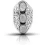 Koral Jewelry Moonstone 3 Stones Lace Ring 925 Sterling Silver Vintage Tribal Gipsy Boho Look US Size 6 7 8 9 10