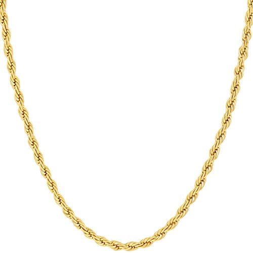 LIFETIME JEWELRY 2mm Rope Chain Necklace 24k Real Gold Plated for Women and Men