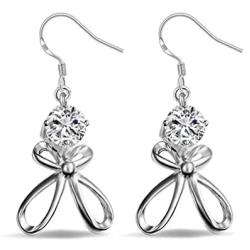 YAZILIND Sparkling Drop Dangle Earrings Statement Cubic Zirconia Clover Silver Hollow Women Fish Hook Earrings Elegant Party Jewelry