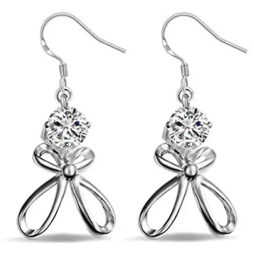 YAZILIND Sparkling Drop Dangle Earrings Statement Cubic Zirconia Clover Silver Hollow Women Fish Hook Earrings Elegant Party Jewelry YAZILIND Sparkling Drop Dangle Earrings Statement Cubic Zirconia Clover Silver Hollow Women Fish Hook Earrings Elegant Party Jewelry