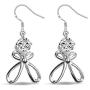 YAZILIND Sparkling Drop Dangle Earrings Statement Cubic Zirconia Clover Silver Hollow Women Fish Hook Earrings Elegant Party Jewelry