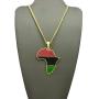Fashion 21 Pan African Colored Africa Map Pendant 24'' Various Chain Necklace in Gold, Silver Tone