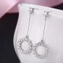 SBLING 18K Gold Plated or Platinum Plated Cubic Zirconia Round Circle Dangle Drop Earrings