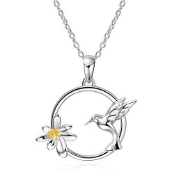 WINNICACA s925 Sterling Silver（Hummingbird&Lotus&Sunflower& Rose& Daisy&Bee&Tree of Life） Pendant Necklace Jewelry for Women Teens Birthday Gift