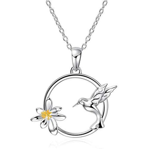 WINNICACA s925 Sterling Silver（Hummingbird&Lotus&Sunflower& Rose& Daisy&Bee&Tree of Life） Pendant Necklace Jewelry for Women Teens Birthday Gift