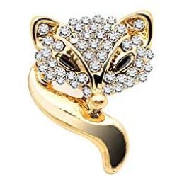 KENYG Lovely Rhinestone Fox Brooches Pins Women Shirt Collar Decoration Jewellery 2 PCS