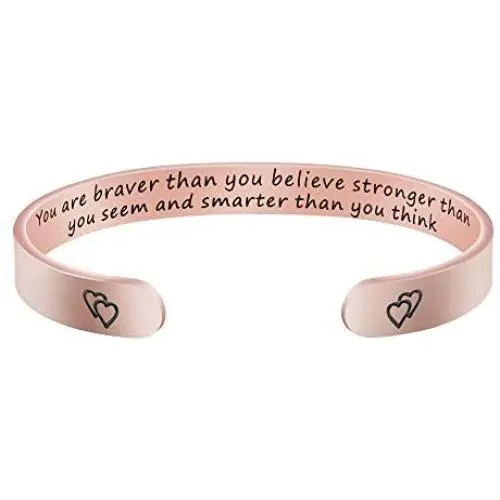 Inspirational Bracelets for Girls Rose Gold Cuff Jewelry Stainless Steel Gift for Women Friends Inspirational Bracelets for Girls Rose Gold Cuff Jewelry Stainless Steel Gift for Women Friends