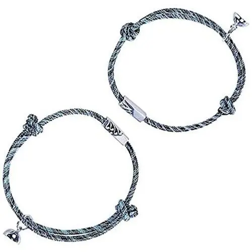 Couples Bracelets, Magnetic Bracelets for Couples Mutual Attraction Rope Braided Couple Bracelets with Magnetic Bells His and Hers Couples Bracelets, Magnetic Bracelets for Couples Mutual Attraction Rope Braided Couple Bracelets with Magnetic Bells His and Hers