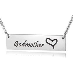 ENSIANTH Godmother Necklace Goddaughter Necklace Hand Stamped Bar Necklace Gift for Her