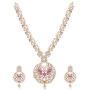 Tarinika Tiah Gold-Plated Indian Jewelry Set with Necklace and Earrings - White Red
