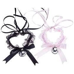 Sweet Lace Bell Pendant Choker Necklace Bow Collar Adjustable Neckband for Women Girls Men Cat Cosplay Jewelry