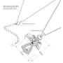 KesaPlan 925 Sterling Silver Guardian Angel Pendant Necklace for Girls Women Heart Crystal Silver Necklace for Gift, Crystals from Swarovski, Gift for Daughter/ Wife/ Girlfriend