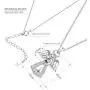 KesaPlan 925 Sterling Silver Guardian Angel Pendant Necklace for Girls Women Heart Crystal Silver Necklace for Gift, Crystals from Swarovski, Gift for Daughter/ Wife/ Girlfriend