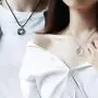 925 Sterling Silver Gemstone Round Obsidian Pendant Couple Necklaces 2PCS Lovers Gift Jewelry for Men Women