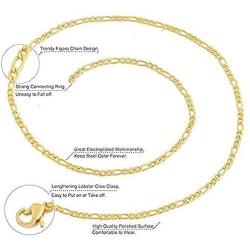 EDFORCE Stainless Steel Womens Mens 20 inch Figaro Link Chain Cross Necklace and Matching Bracelet, 20''
