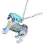 DOWAY Pug Dog Necklace Chain Cute Pet Pendant for Women Girls Jewelry Gift with Floral Enamel