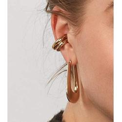 Fomissky Thick Ear Cuffs for Non Pierced Ears 2 Size Per Set, Unique Ear Cuff Conch Earrings Gold Plated Boho Jewelry