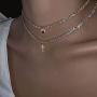 Masiter Sparkly Rhinestone Tennis Necklace Layered Heart Cross Pendant Choker Dainty Chain Birthday Party Costume Jewelry for Women and Girls (style 1)
